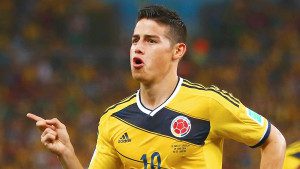RIO DE JANEIRO, BRAZIL - JUNE 28: James Rodriguez of Colombia celebrates scoring his team's first goal during the 2014 FIFA World Cup Brazil round of 16 match between Colombia and Uruguay at Maracana on June 28, 2014 in Rio de Janeiro, Brazil. (Photo by Jamie Squire/Getty Images)