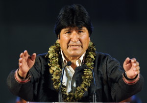 Bolivia's President Evo Morales gives a speech during a meeting with