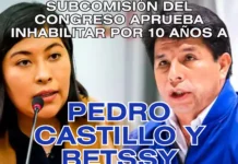 Subcomisión del Congreso aprueba inhabilitar por 10 años a Pedro Castillo y Betssy Chávez