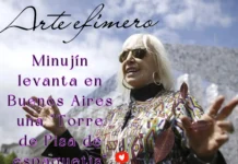 Arte efímero: Minujín levanta en Buenos Aires una “Torre de Pisa de espaguetis”