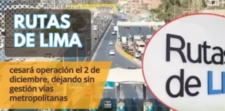 Rutas de Lima cesará operación el 2 de diciembre, dejando sin gestión vías metropolitanas