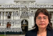 Poder Judicial da dos días más a la JNJ para reponer a Espinoza