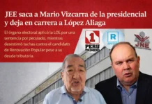 JEE saca a Mario Vizcarra de la presidencial y deja en carrera a López Aliaga