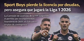 Sport Boys pierde la licencia por deudas, pero asegura que jugará la Liga 1 2026
