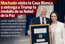 Machado visita la Casa Blanca y entrega a Trump la medalla de su Nobel de la Paz