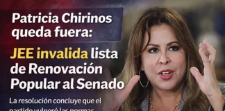 Patricia Chirinos queda fuera: JEE invalida lista de Renovación Popular al Senado