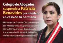 Colegio de Abogados suspende a Patricia Benavides por interferir en caso de su hermana