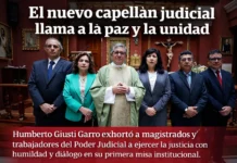 Nuevo capellán del Poder Judicial llama a la paz y la unidad en su primera misa institucional