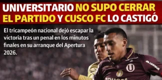 Universitario no supo cerrar el partido y Cusco FC lo castigó(VIDEO)