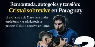 Remontada, autogoles y tensión: Cristal sobrevive en Paraguay (VIDEO)