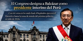 El Congreso designa a Balcázar como presidente interino del Perú