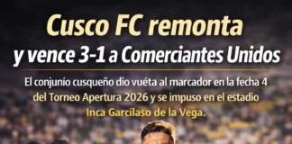 Cusco FC remonta y vence 3-1 a Comerciantes Unidos (VIDEO)