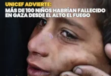 UNICEF advierte: más de 100 niños habrían fallecido en Gaza desde el alto el fuego