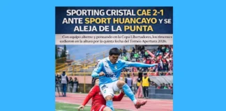 Sporting Cristal cae 2-1 ante Sport Huancayo y se aleja de la punta (VIDEO)