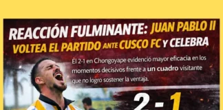 Reacción fulminante: Juan Pablo II voltea el partido ante Cusco FC y celebra (VIDEO)