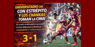 Universitario cae con estrépito y Los Chankas toman la cima (VIDEO)