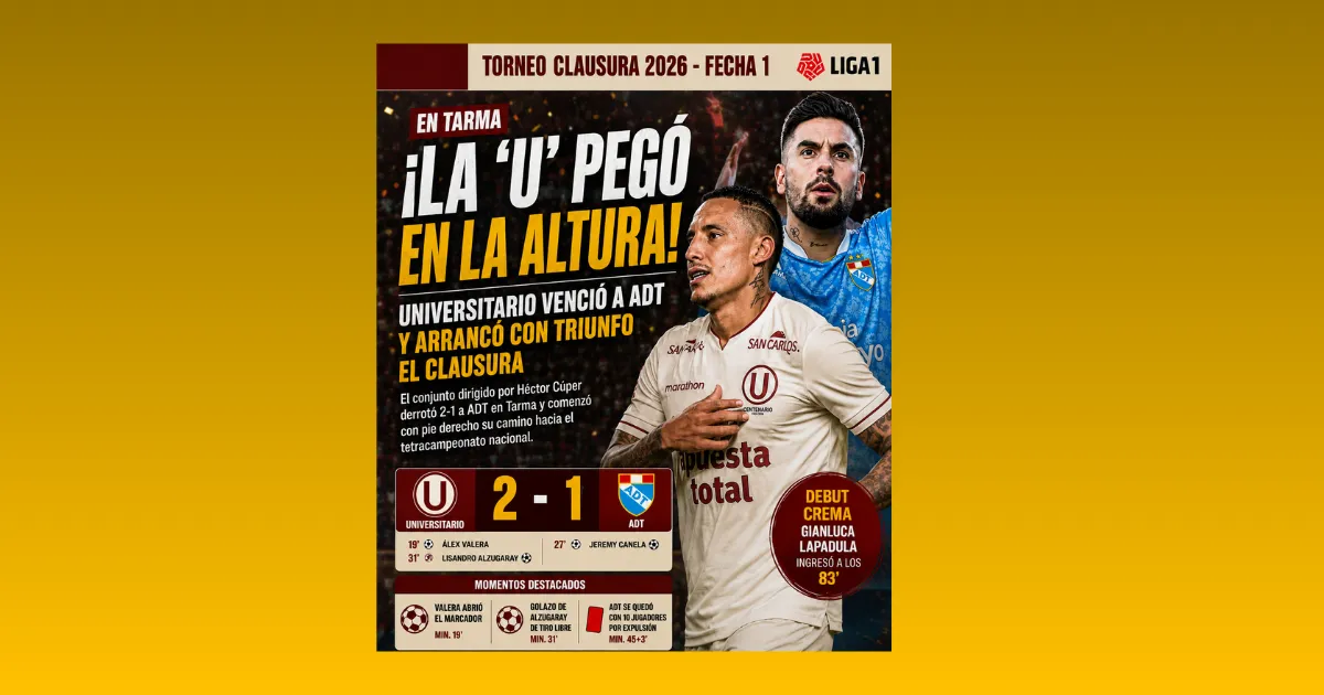 ¡LA ‘U’ PEGÓ EN LA ALTURA! UNIVERSITARIO VENCIÓ A ADT Y ARRANCÓ CON TRIUNFO EL CLAUSURA (VIDEO)
