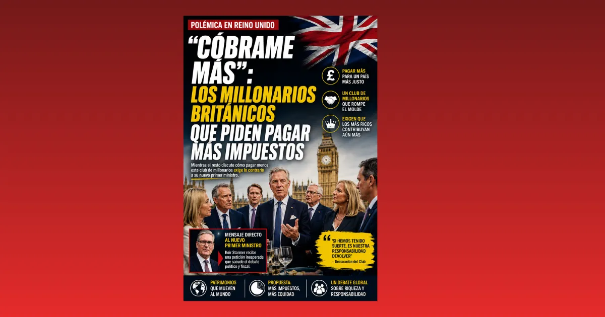 «SÚBANNOS LOS IMPUESTOS»: LOS MILLONARIOS BRITÁNICOS QUE PIDEN PAGAR MÁS IMPUESTOS